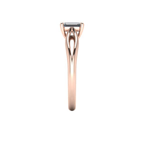 Bague solitaire diamant émeraude avec split or rose (AL014E)