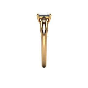 Bague solitaire diamant émeraude avec split or jaune (AL014E)
