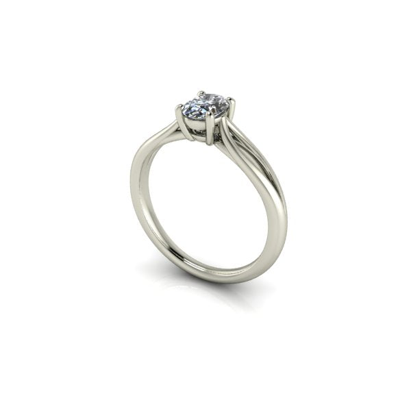 Bague solitaire, or blanc 14 carats, diamant de laboratoire de Bague solitaire, or blanc 14 carats, diamant de laboratoire de