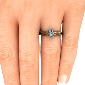 Bague solitaire diamant ovale avec split or jaune (AL014O)