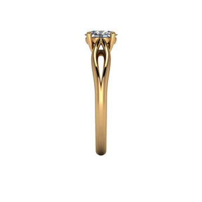 Bague solitaire diamant ovale avec split or jaune (AL014O)