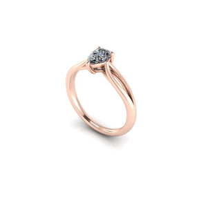Bague solitaire diamant poire avec split or rose (AL014P)