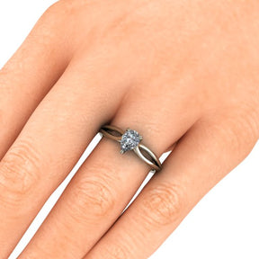 Bague solitaire diamant poire avec split or blanc (AL014P)