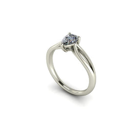 Bague solitaire diamant poire avec split or blanc (AL014P)