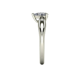 Bague solitaire diamant poire avec split or blanc (AL014P)
