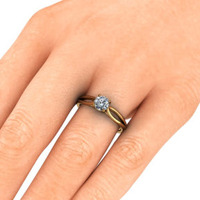 Bague solitaire diamant rond avec split or jaune (AL014R)