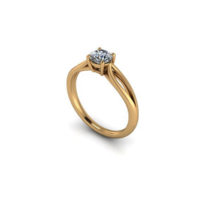 Bague solitaire diamant rond avec split or jaune (AL014R)