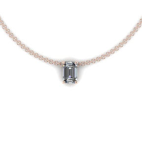Pendentif solitaire diamant Émeraude griffes or rose (AL2001E)