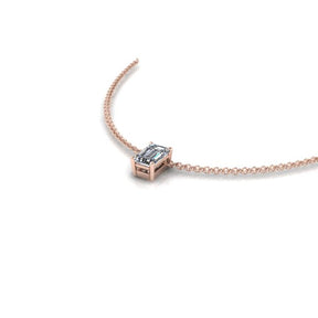 Pendentif solitaire diamant Émeraude griffes or rose (AL2001E)