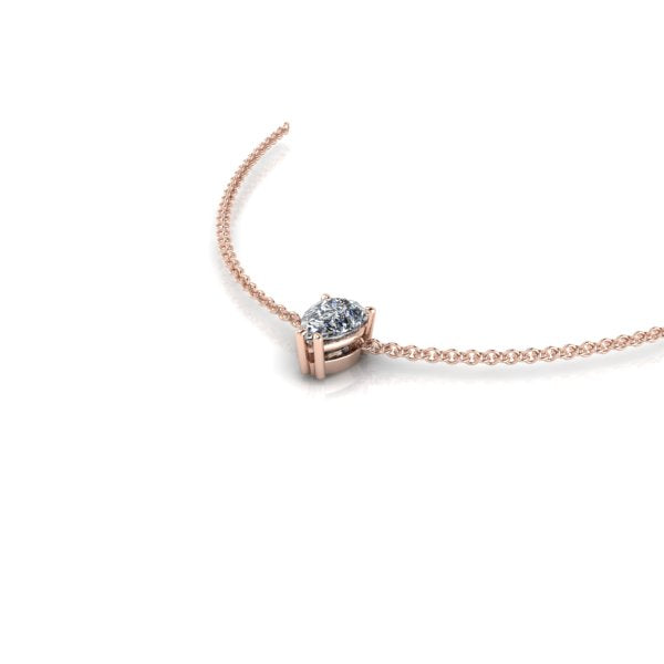 Pendentif solitaire diamant poire griffes or rose (AL2001P)