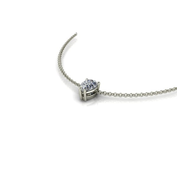 Pendentif solitaire diamant poire griffes or blanc (AL2001P)