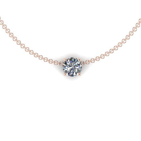 Pendentif solitaire diamant rond griffes or rose (AL2001R)