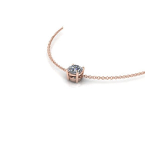 Pendentif solitaire diamant rond griffes or rose (AL2001R)