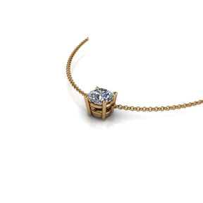 Pendentif solitaire diamant rond griffes or jaune (AL2001R)