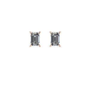 Boucle d'oreilles puce serti griffe Emeraude or rose (AL3001E)