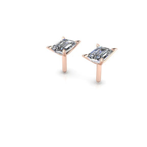 Boucle d'oreilles puce serti griffe Emeraude or rose (AL3001E)
