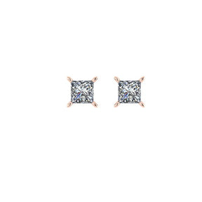 Boucle d'oreilles puce serti griffe Princesse or rose (AL3001P)