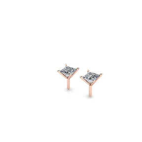 Boucle d'oreilles puce serti griffe Princesse or rose (AL3001P)