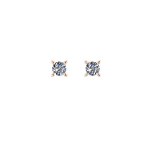 Boucle d'oreilles puce serti griffe Diamant rond or rose (AL3001R)