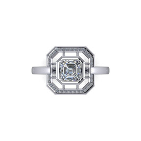 bague art déco diamant en or blanc 